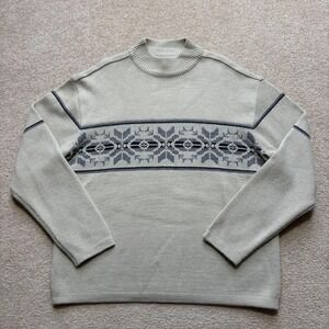 Vtg Aeropostale Sweater Mens Medium Gray Fair Isle Ski Mock Acrylic Knit 90s